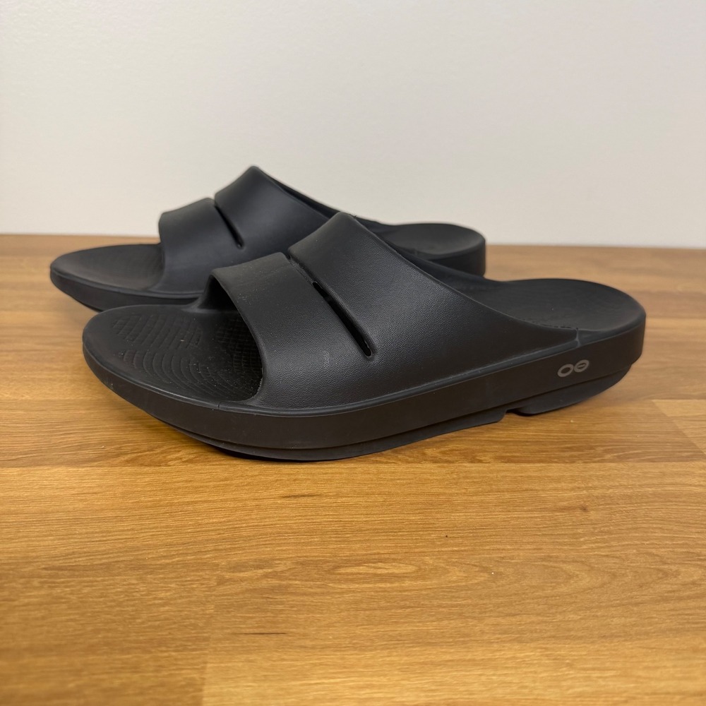 OOFOS OOahh Sport Slide Sandals Black Mens 9 Womens 11 EU 42 Recovery Footwear